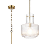 Luminosity Designs - Belait Fluted Ribbed Glass Pendant, 1 x E27, Metal/Clear Glass - Luminosity Designs Ltd