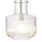 Luminosity Designs - Belait Fluted Ribbed Glass Pendant, 1 x E27, Metal/Clear Glass - Luminosity Designs Ltd
