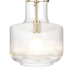 Luminosity Designs - Belait Fluted Ribbed Glass Pendant, 1 x E27, Metal/Clear Glass - Luminosity Designs Ltd