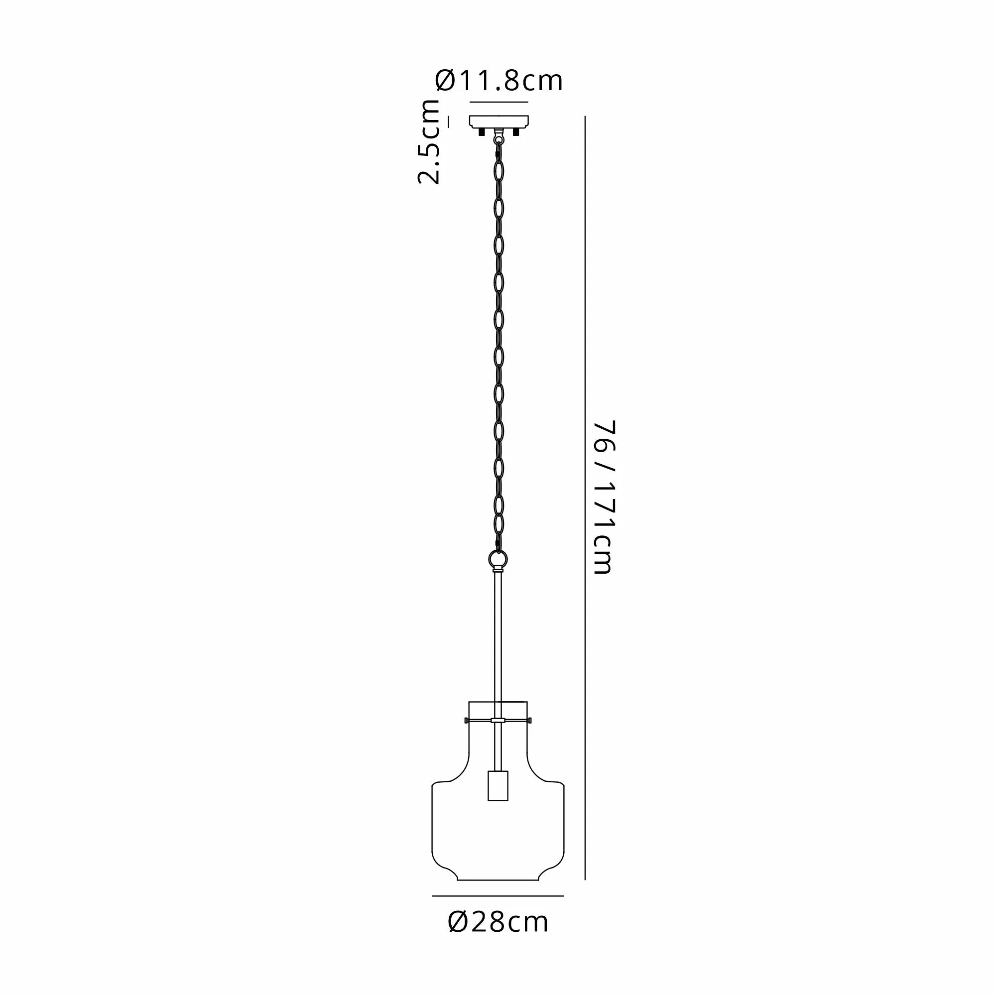 Luminosity Designs - Belait Fluted Ribbed Glass Pendant, 1 x E27, Metal/Clear Glass - Luminosity Designs Ltd