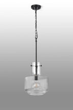 Belait Fluted Ribbed Glass Pendant, 1 x E27, Metal/Clear Glass