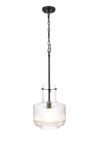 Belait Fluted Ribbed Glass Pendant, 1 x E27, Metal/Clear Glass