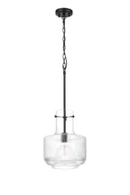 Belait Fluted Ribbed Glass Pendant, 1 x E27, Metal/Clear Glass