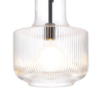 Belait Fluted Ribbed Glass Pendant, 1 x E27, Metal/Clear Glass
