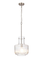Belait Fluted Ribbed Glass Pendant, 1 x E27, Metal/Clear Glass