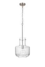 Belait Fluted Ribbed Glass Pendant, 1 x E27, Metal/Clear Glass