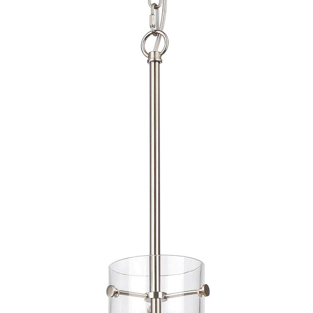 Belait Fluted Ribbed Glass Pendant, 1 x E27, Metal/Clear Glass