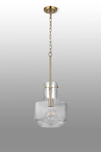 Belait Fluted Ribbed Glass Pendant, 1 x E27, Metal/Clear Glass