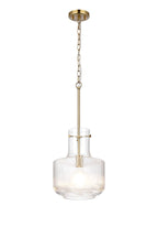 Belait Fluted Ribbed Glass Pendant, 1 x E27, Metal/Clear Glass