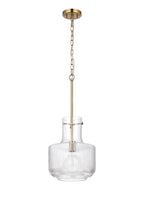 Belait Fluted Ribbed Glass Pendant, 1 x E27, Metal/Clear Glass