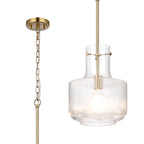 Belait Fluted Ribbed Glass Pendant, 1 x E27, Metal/Clear Glass