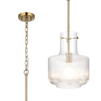 Belait Fluted Ribbed Glass Pendant, 1 x E27, Metal/Clear Glass