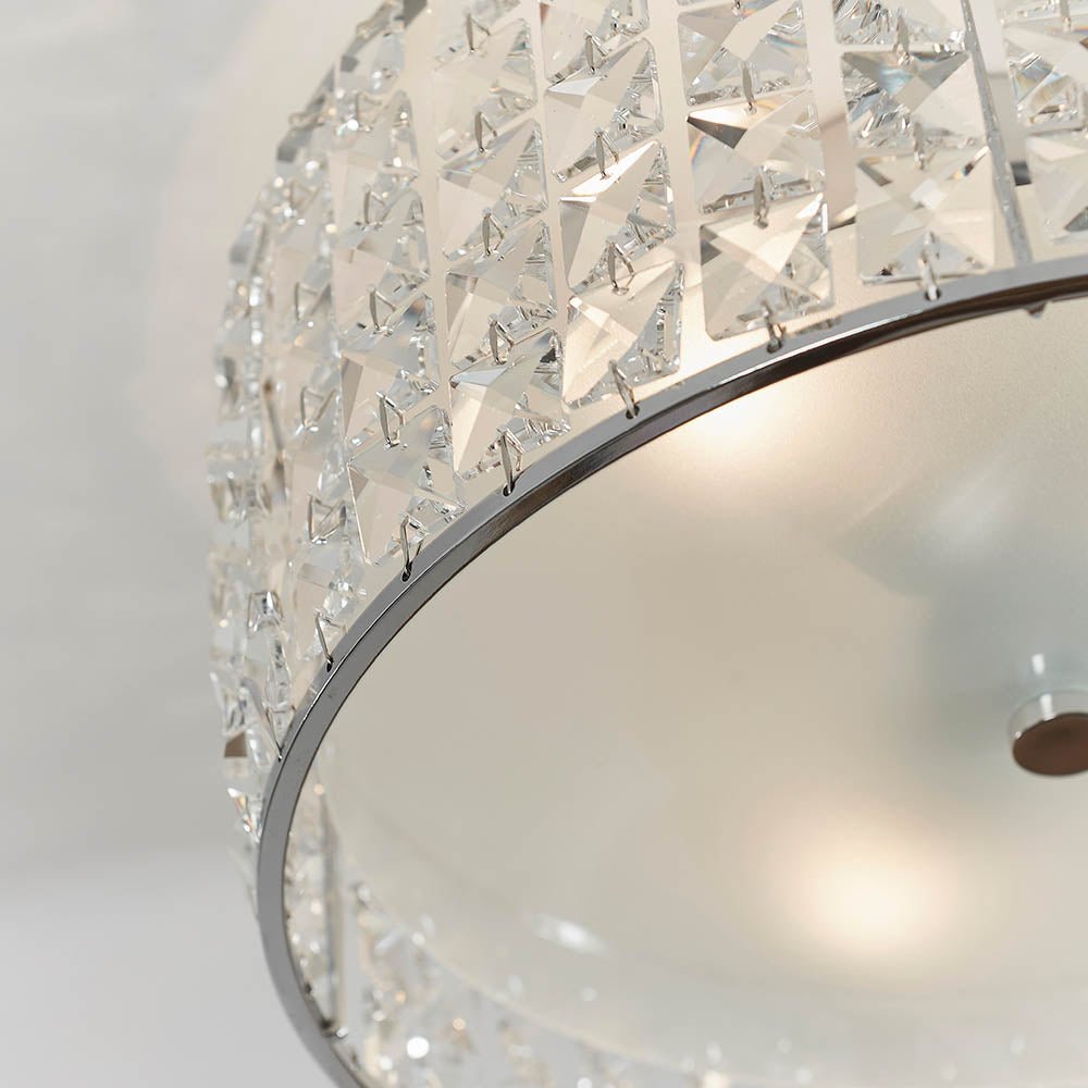 Endon - Belfont 3 Light Flush Bathroom Ceiling Light in Chrome and Crystal, 3x G9 (Endon 61252) - Luminosity Designs Ltd