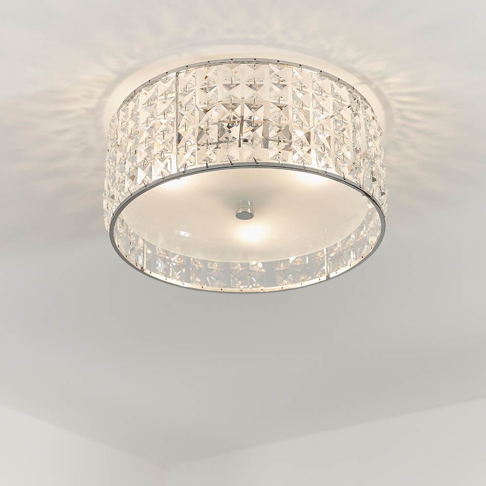 Endon - Belfont 3 Light Flush Bathroom Ceiling Light in Chrome and Crystal, 3x G9 (Endon 61252) - Luminosity Designs Ltd