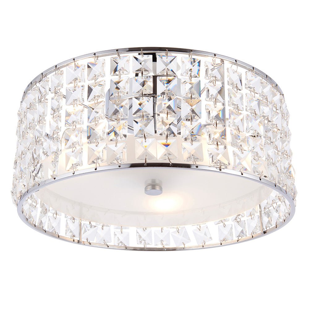 Endon - Belfont 3 Light Flush Bathroom Ceiling Light in Chrome and Crystal, 3x G9 (Endon 61252) - Luminosity Designs Ltd