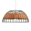 Oaks Lighting - Belfort Medium Non Electric Pendant Shade in Matt Black Metalwork With Rattan Detailing - Luminosity Designs Ltd