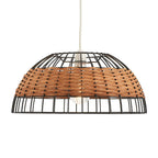 Oaks Lighting - Belfort Medium Non Electric Pendant Shade in Matt Black Metalwork With Rattan Detailing - Luminosity Designs Ltd