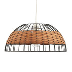 Oaks Lighting - Belfort Medium Non Electric Pendant Shade in Matt Black Metalwork With Rattan Detailing - Luminosity Designs Ltd