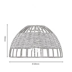Oaks Lighting - Belfort Small Non Electric Pendant Shade in Matt Black Metalwork With Rattan Detailing - Luminosity Designs Ltd