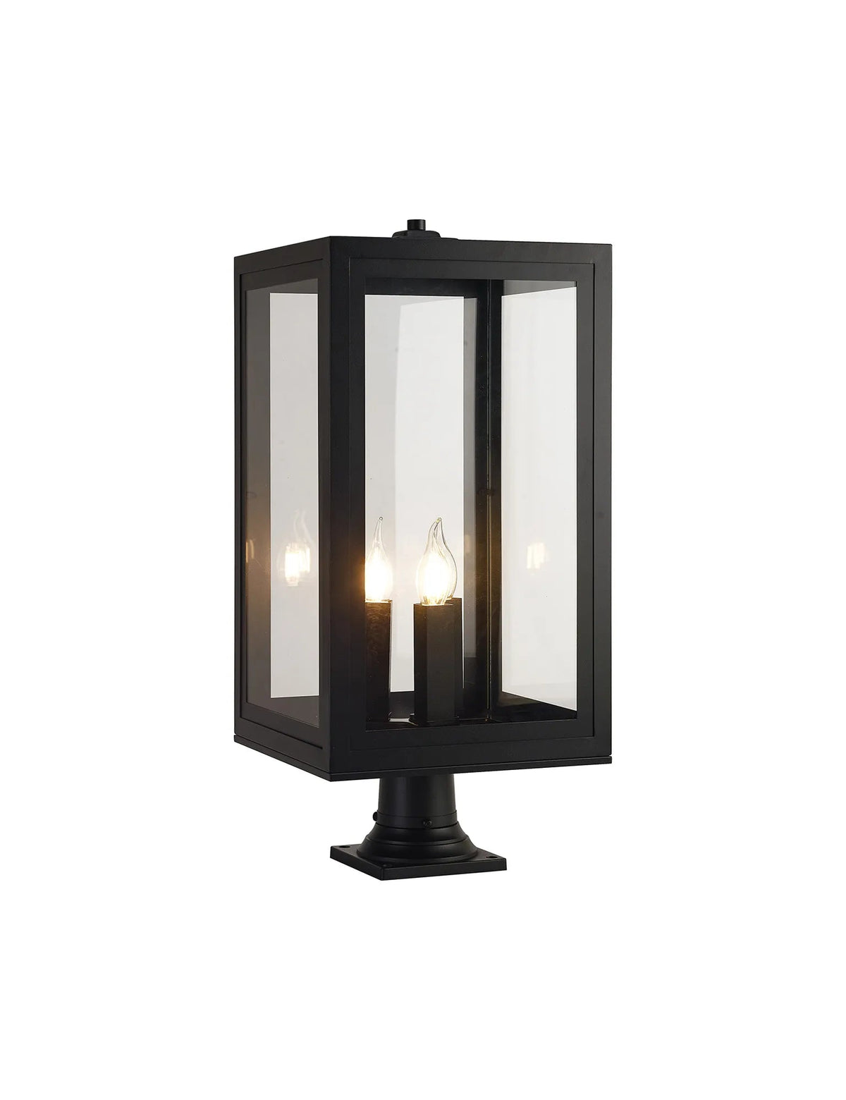 Luminosity Designs Ltd - Belial Rectangular Post Lamp Large, 3 x E14, IP54, Satin Black And Gold Inner Frame Inserts Included - Luminosity Designs Ltd