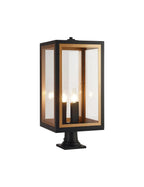 Luminosity Designs Ltd - Belial Rectangular Post Lamp Large, 3 x E14, IP54, Satin Black And Gold Inner Frame Inserts Included - Luminosity Designs Ltd