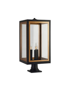 Luminosity Designs Ltd - Belial Rectangular Post Lamp Large, 3 x E14, IP54, Satin Black And Gold Inner Frame Inserts Included - Luminosity Designs Ltd