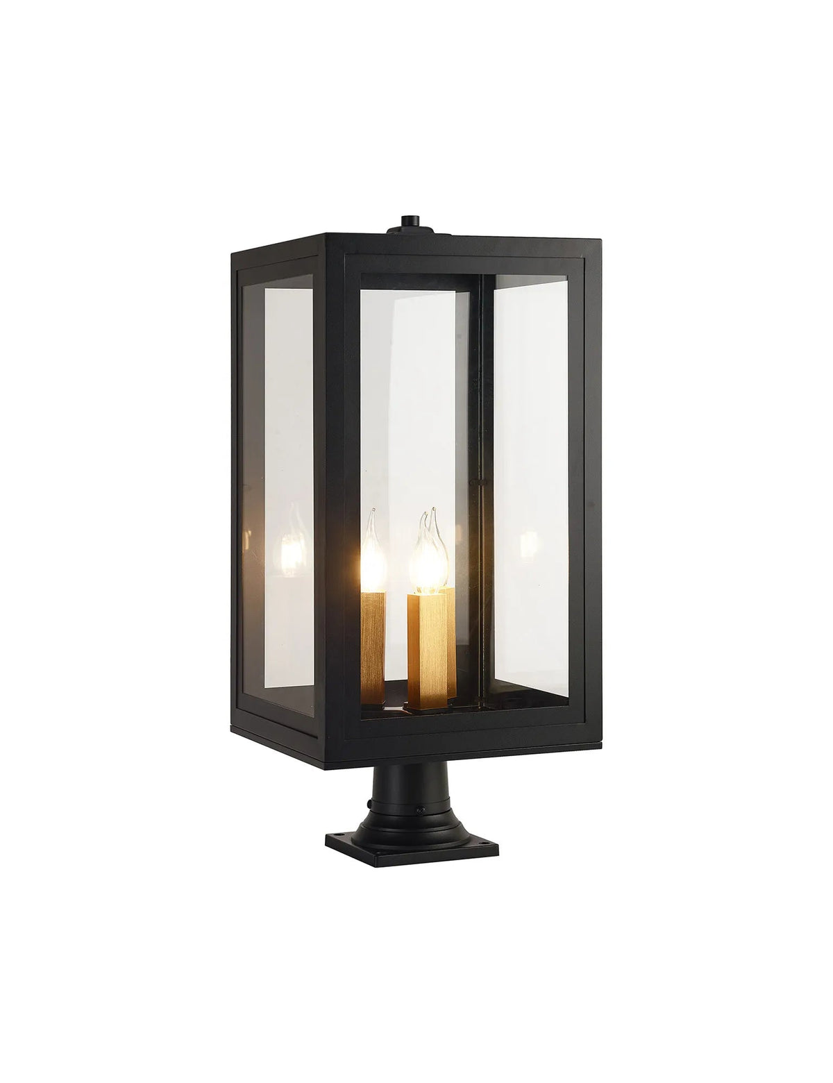 Luminosity Designs Ltd - Belial Rectangular Post Lamp Large, 3 x E14, IP54, Satin Black And Gold Inner Frame Inserts Included - Luminosity Designs Ltd