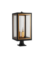Luminosity Designs Ltd - Belial Rectangular Post Lamp Large, 3 x E14, IP54, Satin Black And Gold Inner Frame Inserts Included - Luminosity Designs Ltd