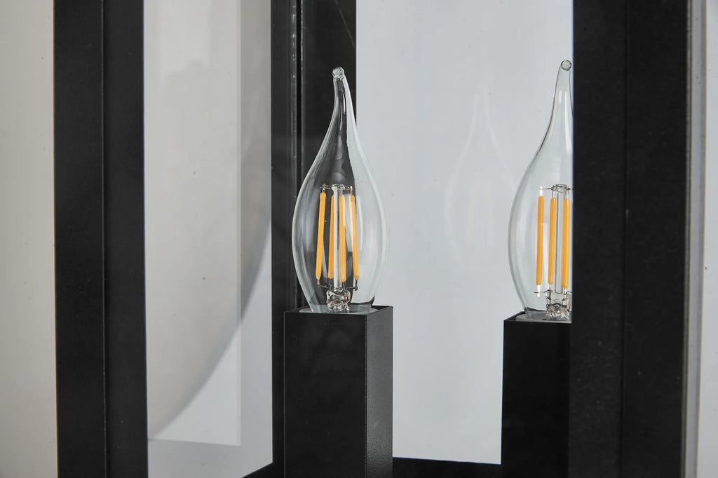 Luminosity Designs Ltd - Belial Rectangular Post Lamp Small, 2 x E14, IP54, Satin Black And Gold Inner Frame Inserts Included (Copy) - Luminosity Designs Ltd