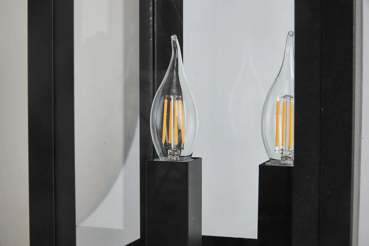 Luminosity Designs Ltd - Belial Rectangular Post Lamp Small, 2 x E14, IP54, Satin Black And Gold Inner Frame Inserts Included (Copy) - Luminosity Designs Ltd
