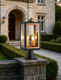 Luminosity Designs Ltd - Belial Rectangular Post Lamp Small, 2 x E14, IP54, Satin Black And Gold Inner Frame Inserts Included (Copy) - Luminosity Designs Ltd