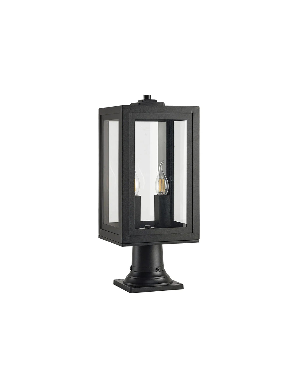 Luminosity Designs Ltd - Belial Rectangular Post Lamp Small, 2 x E14, IP54, Satin Black And Gold Inner Frame Inserts Included (Copy) - Luminosity Designs Ltd