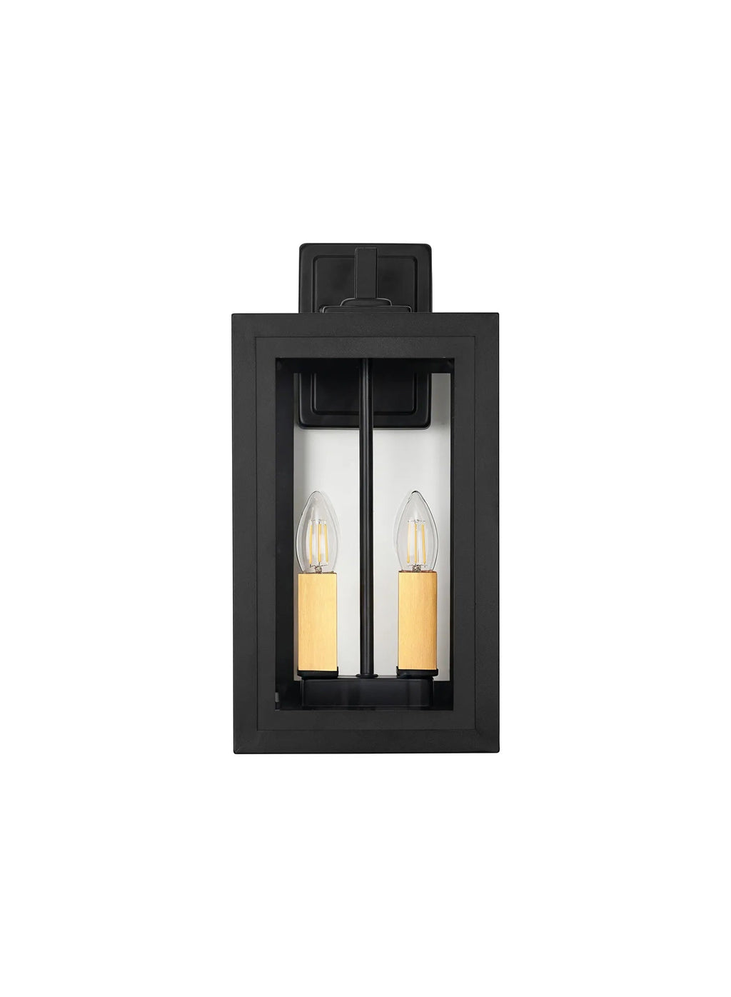 Luminosity Designs Ltd - Belial Rectangular Wall Lamp Small, 2 x E14, IP54, Satin Black And Gold Inner Frame Inserts Included - Luminosity Designs Ltd