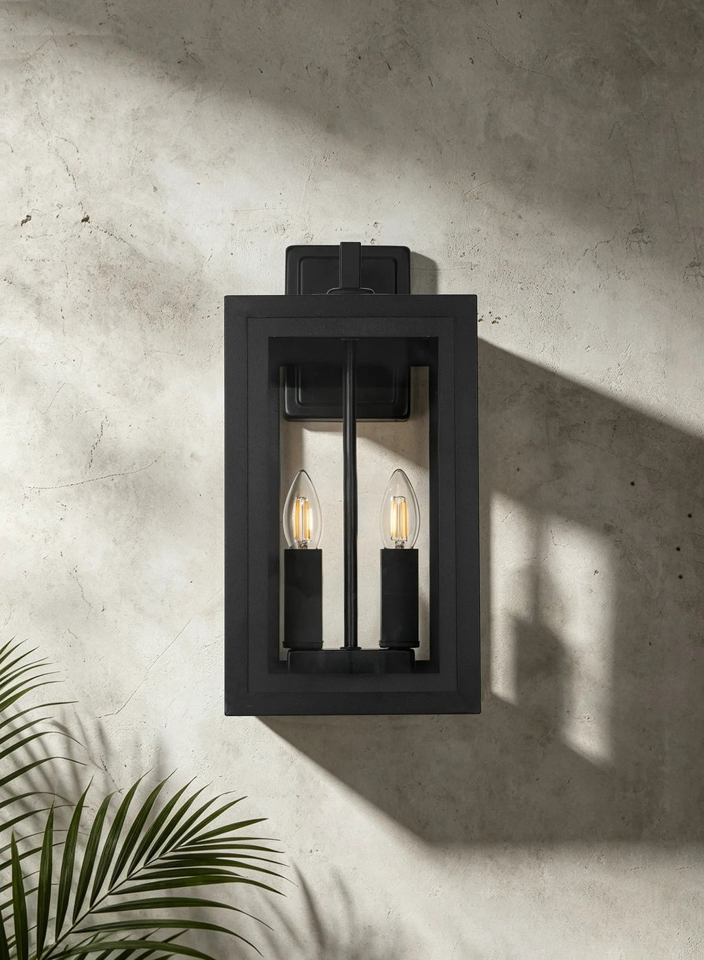 Luminosity Designs Ltd - Belial Rectangular Wall Lamp Small, 2 x E14, IP54, Satin Black And Gold Inner Frame Inserts Included - Luminosity Designs Ltd
