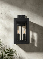 Luminosity Designs Ltd - Belial Rectangular Wall Lamp Small, 2 x E14, IP54, Satin Black And Gold Inner Frame Inserts Included - Luminosity Designs Ltd