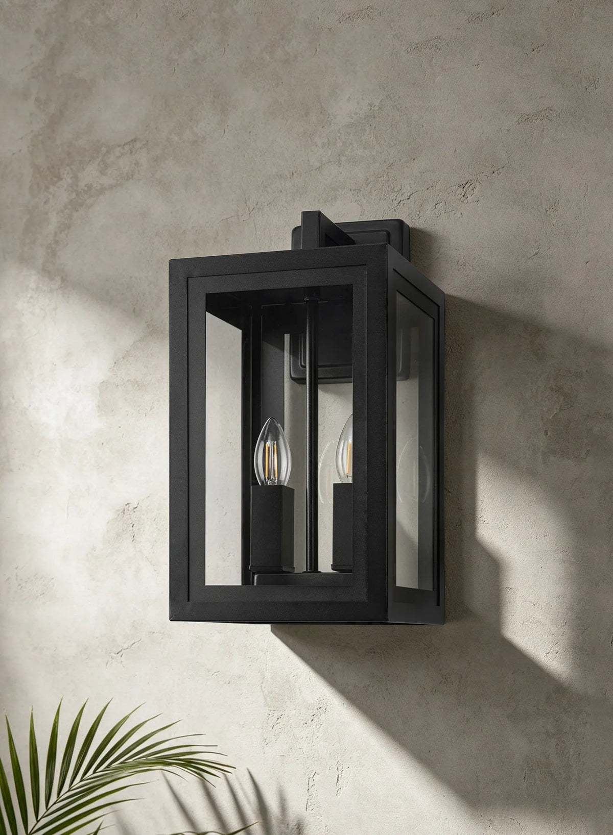 Luminosity Designs Ltd - Belial Rectangular Wall Lamp Small, 2 x E14, IP54, Satin Black And Gold Inner Frame Inserts Included - Luminosity Designs Ltd