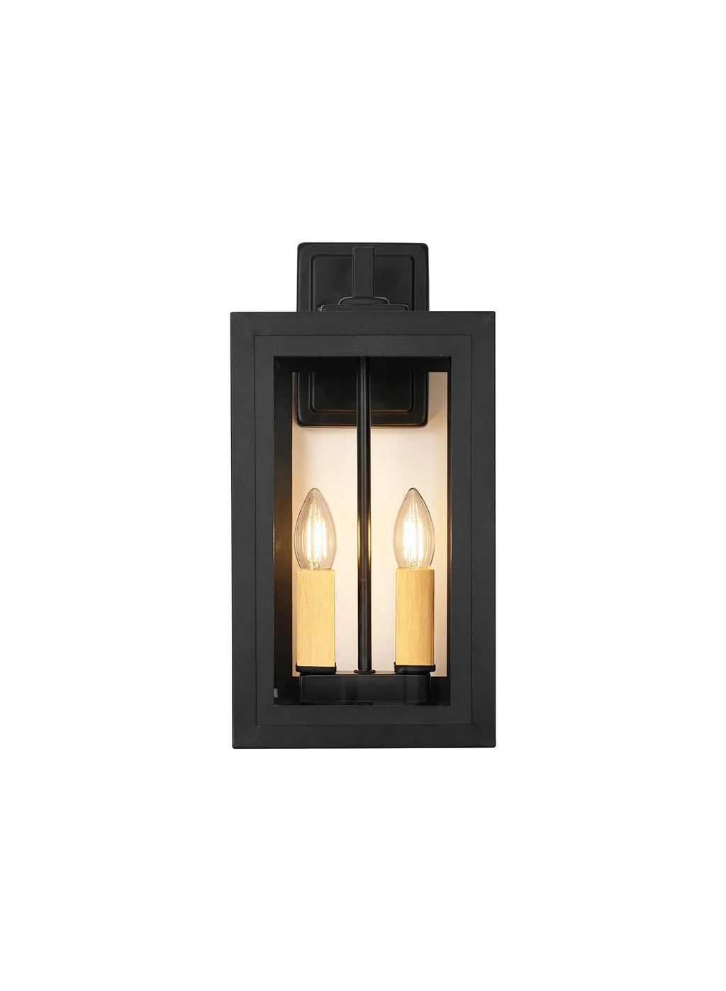 Luminosity Designs Ltd - Belial Rectangular Wall Lamp Small, 2 x E14, IP54, Satin Black And Gold Inner Frame Inserts Included - Luminosity Designs Ltd