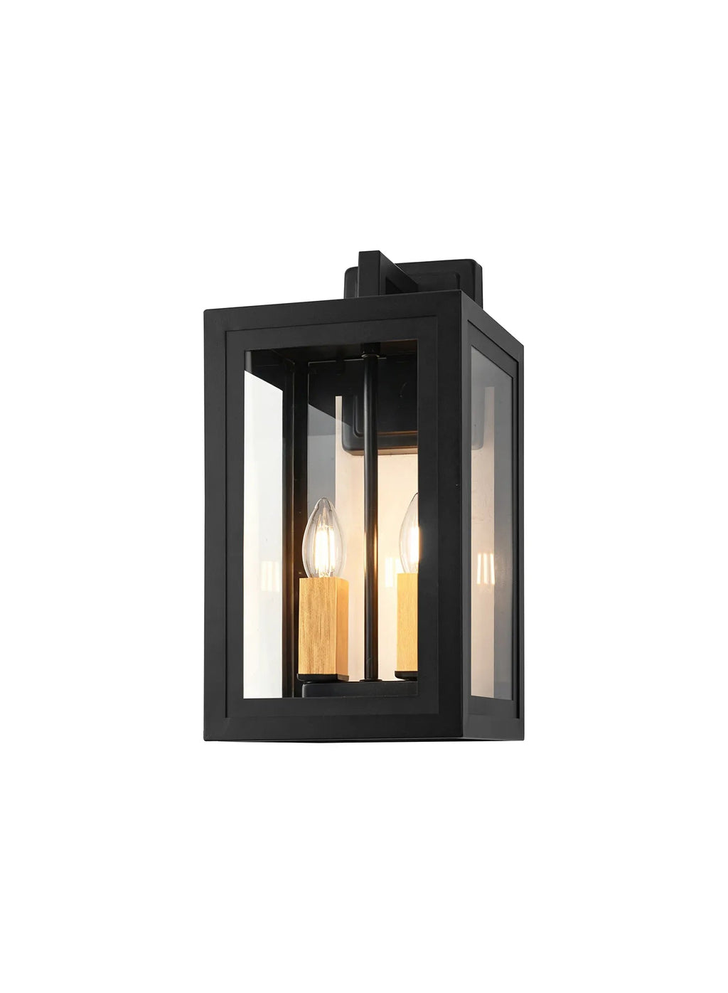 Luminosity Designs Ltd - Belial Rectangular Wall Lamp Small, 2 x E14, IP54, Satin Black And Gold Inner Frame Inserts Included - Luminosity Designs Ltd