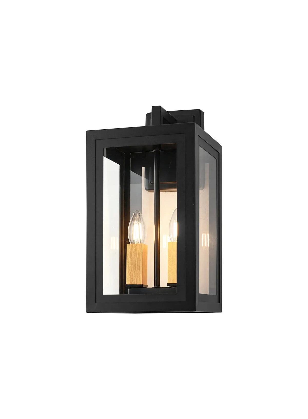 Luminosity Designs Ltd - Belial Rectangular Wall Lamp Small, 2 x E14, IP54, Satin Black And Gold Inner Frame Inserts Included - Luminosity Designs Ltd