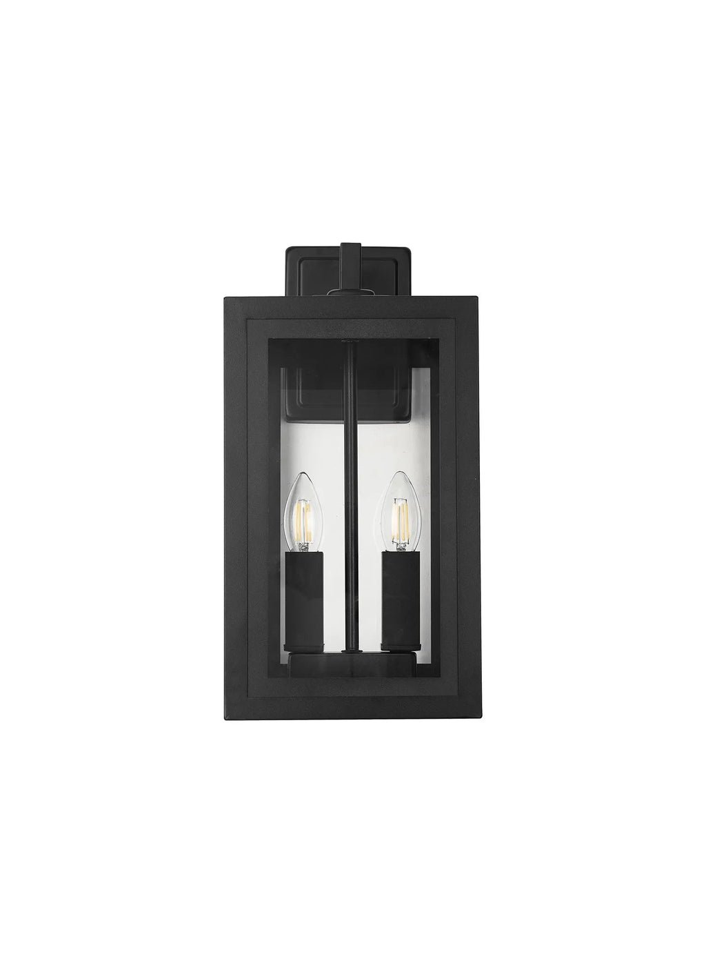 Luminosity Designs Ltd - Belial Rectangular Wall Lamp Small, 2 x E14, IP54, Satin Black And Gold Inner Frame Inserts Included - Luminosity Designs Ltd