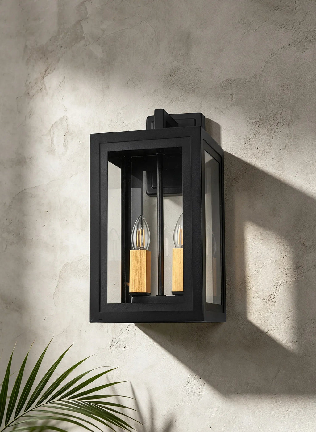 Luminosity Designs Ltd - Belial Rectangular Wall Lamp Small, 2 x E14, IP54, Satin Black And Gold Inner Frame Inserts Included - Luminosity Designs Ltd