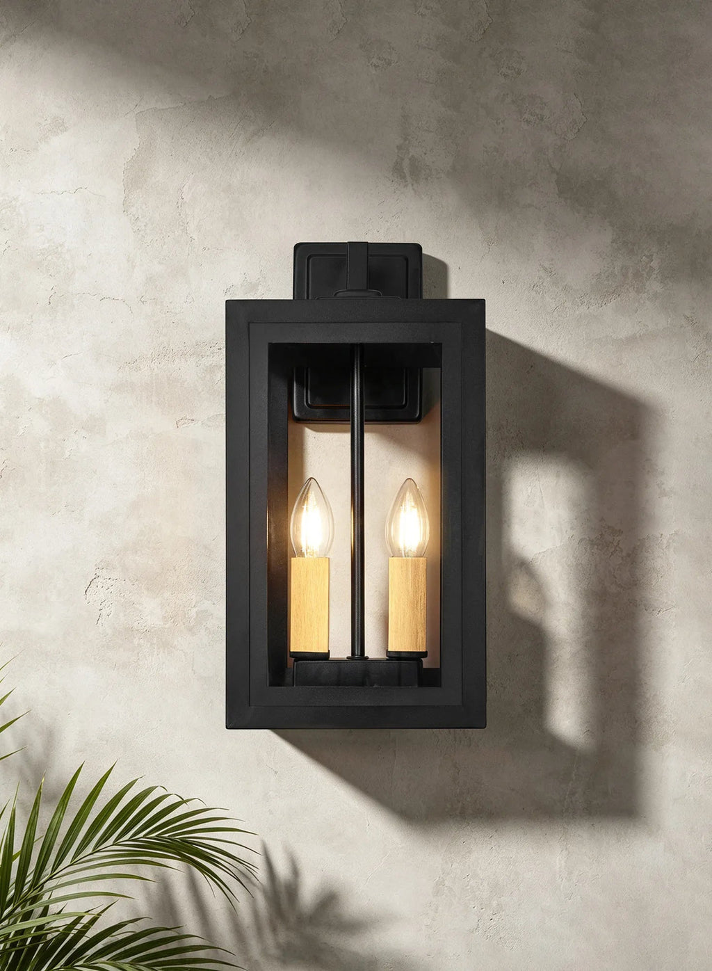 Luminosity Designs Ltd - Belial Rectangular Wall Lamp Small, 2 x E14, IP54, Satin Black And Gold Inner Frame Inserts Included - Luminosity Designs Ltd