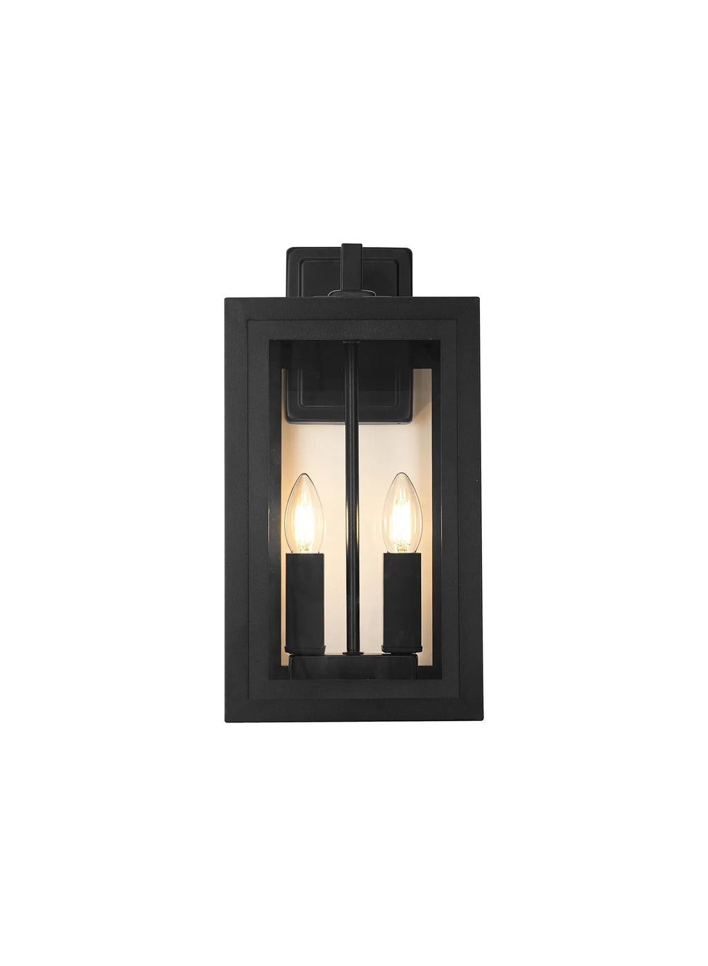 Luminosity Designs Ltd - Belial Rectangular Wall Lamp Small, 2 x E14, IP54, Satin Black And Gold Inner Frame Inserts Included - Luminosity Designs Ltd
