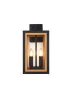 Luminosity Designs Ltd - Belial Rectangular Wall Lamp Small, 2 x E14, IP54, Satin Black And Gold Inner Frame Inserts Included - Luminosity Designs Ltd