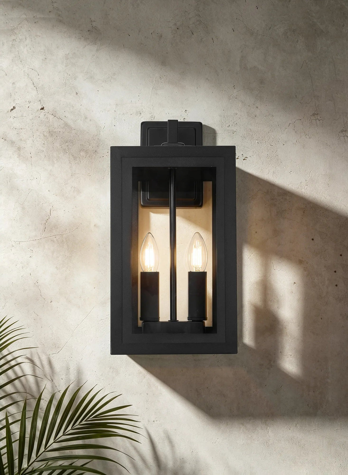 Luminosity Designs Ltd - Belial Rectangular Wall Lamp Small, 2 x E14, IP54, Satin Black And Gold Inner Frame Inserts Included - Luminosity Designs Ltd