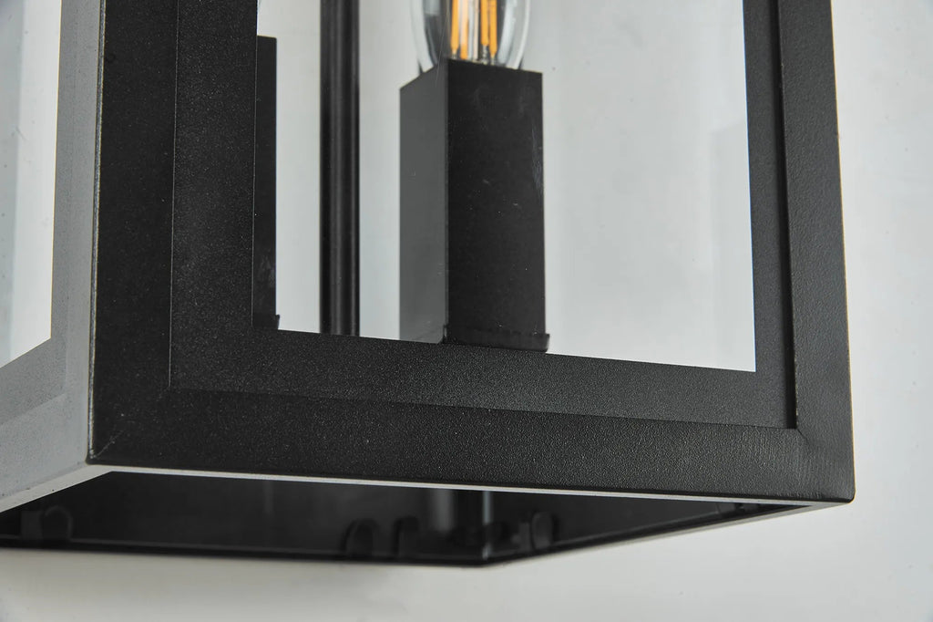 Luminosity Designs Ltd - Belial Rectangular Wall Lamp Small, 2 x E14, IP54, Satin Black And Gold Inner Frame Inserts Included - Luminosity Designs Ltd