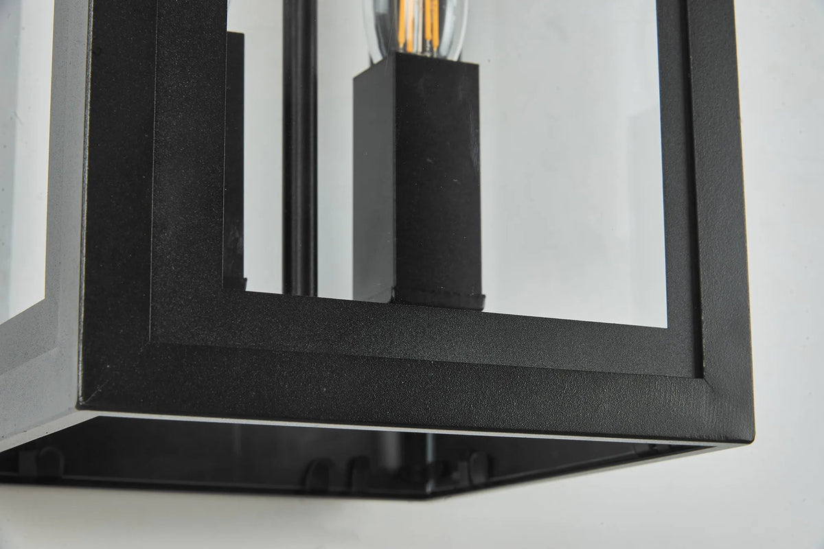 Luminosity Designs Ltd - Belial Rectangular Wall Lamp Small, 2 x E14, IP54, Satin Black And Gold Inner Frame Inserts Included - Luminosity Designs Ltd