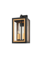 Luminosity Designs Ltd - Belial Rectangular Wall Lamp Small, 2 x E14, IP54, Satin Black And Gold Inner Frame Inserts Included - Luminosity Designs Ltd