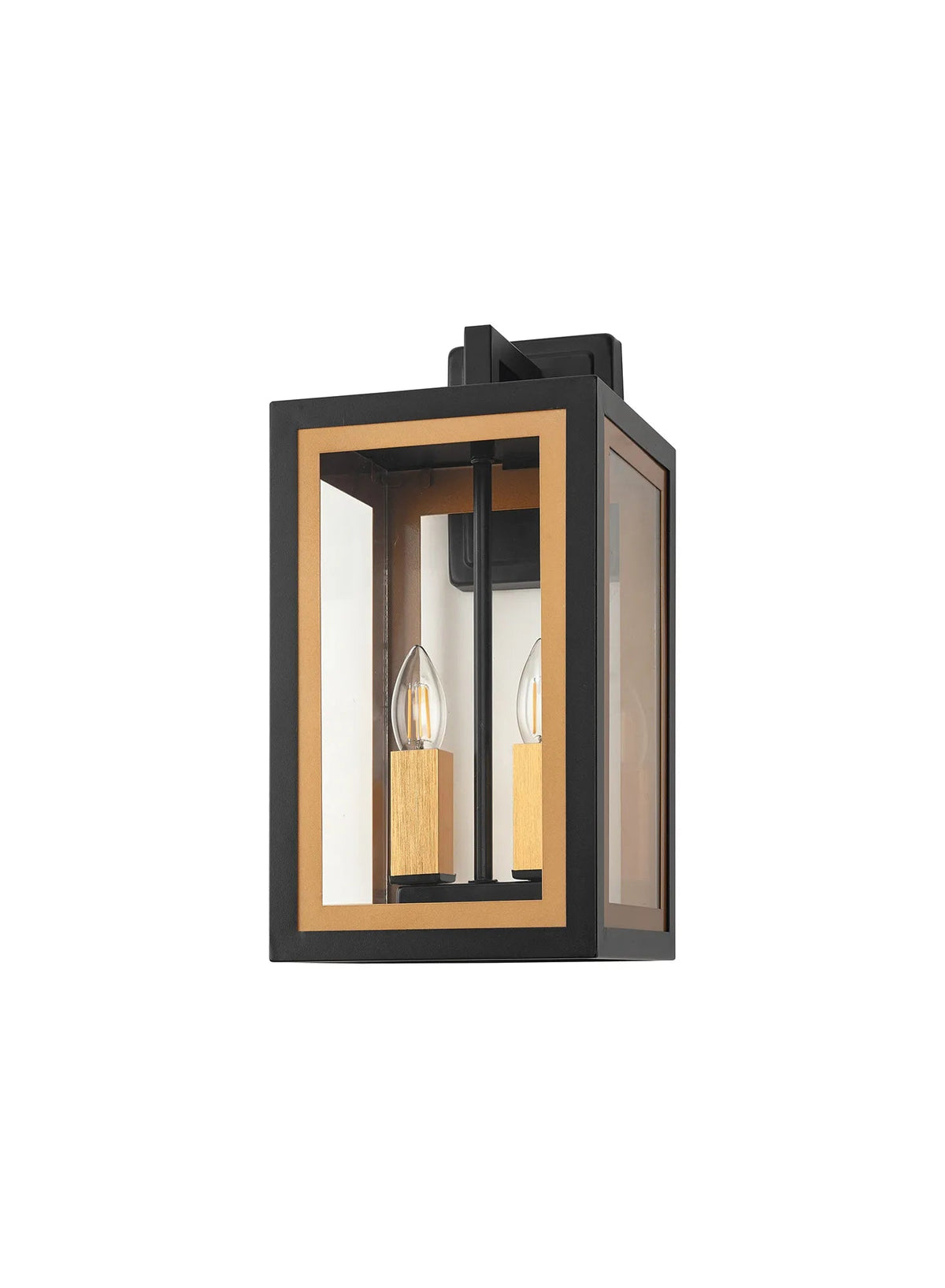 Luminosity Designs Ltd - Belial Rectangular Wall Lamp Small, 2 x E14, IP54, Satin Black And Gold Inner Frame Inserts Included - Luminosity Designs Ltd
