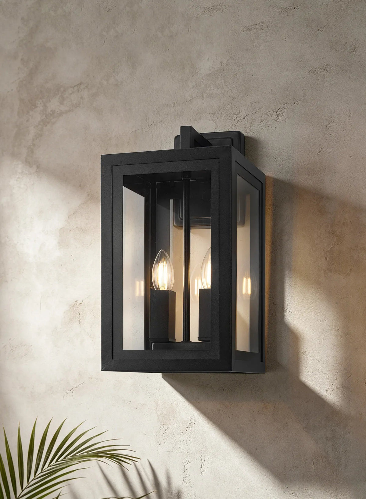 Luminosity Designs Ltd - Belial Rectangular Wall Lamp Small, 2 x E14, IP54, Satin Black And Gold Inner Frame Inserts Included - Luminosity Designs Ltd